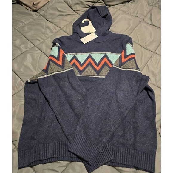 Goodfellow & Co Mens Hooded Sweater Zigzag Navy XL Charlie Brown Halloween - Picture 5 of 6
